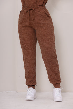 Conjunto Monique em Malha Tricot Rib Premium | Casaco Gola Alta + Calça Confort