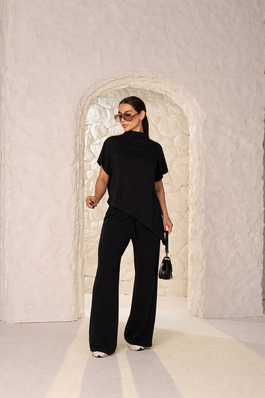 Conjunto Florence Moletinho Premium | Blusa Gola Alta + Calça Pantalona