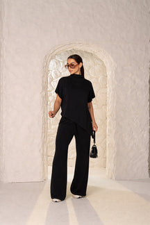 Conjunto Florence Moletinho Premium | Blusa Gola Alta + Calça Pantalona