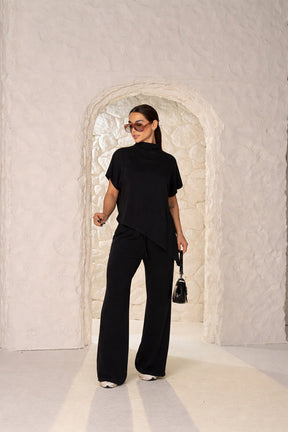 Conjunto Florence Moletinho Premium | Blusa Gola Alta + Calça Pantalona